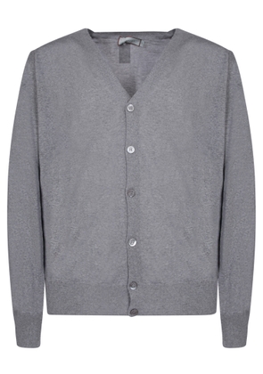 Canali Melange Grey Wool Cardigan