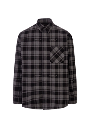 Off-White Black And Grey Check Cotton Shirt With Logo