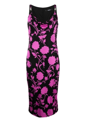 Versace floral-print jersey midi dress - Black