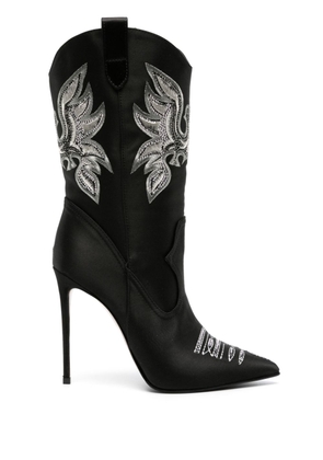 Le Silla Eva Cowboy 120mm satin boots - Black
