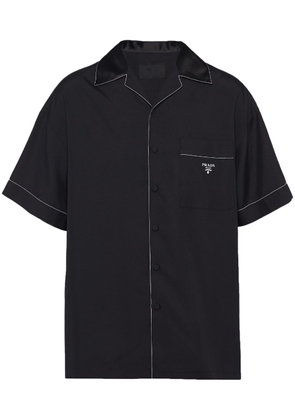 Prada logo-embroidered silk bowling shirt - Black