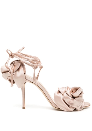 Magda Butrym floral-appliqué 105mm satin silk sandals - Pink