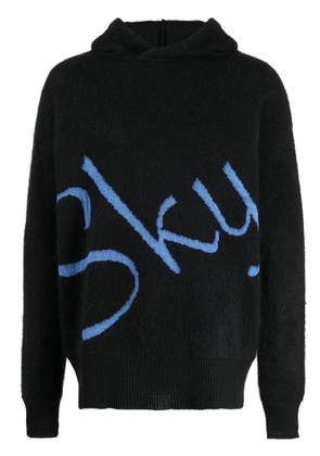 BLUE SKY INN logo-jacquard knitted hoodie - Black