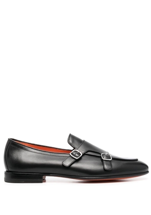 Santoni leather monk shoes - Black