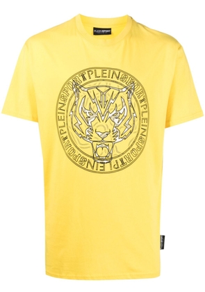 Plein Sport logo tiger-print T-shirt - Yellow