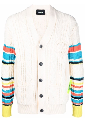 BARROW striped cable-knit cardigan - Neutrals