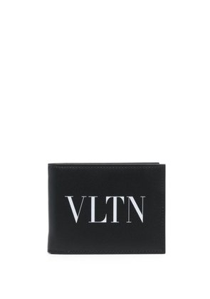 Valentino Garavani VLTN-print folded leather wallet - Black
