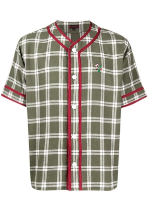 CLOT check-pattern striped-edge shirt - Green
