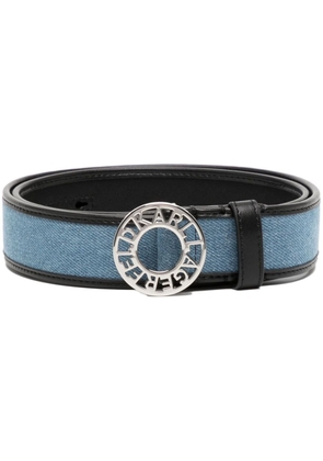 Karl Lagerfeld logo-buckle denim leather belt - Blue