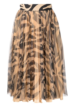 Off-White zebra-print flared skirt - Brown