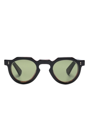 Lesca Crown tortoiseshell round-frame sunglasses - Black