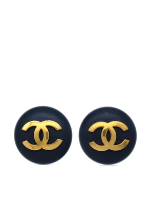 CHANEL Pre-Owned 1989 CC button clip-on earrings - Black