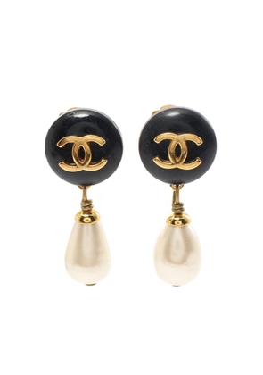 CHANEL Pre-Owned 1986-1988 CC faux-pearl earrings - Black