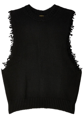 AIREI frayed-detail sleeveless jumper - Black