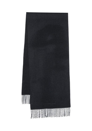 Corneliani logo-embroidered cashmere scarf - Blue