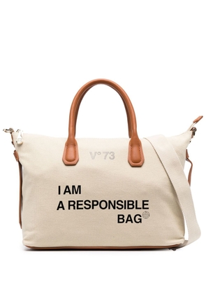 V°73 logo-print shoulder bag - Neutrals