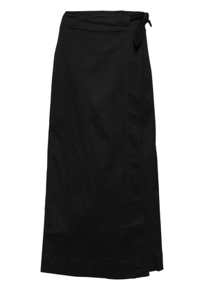 GANNI wrap-around A-line midi skirt - Black