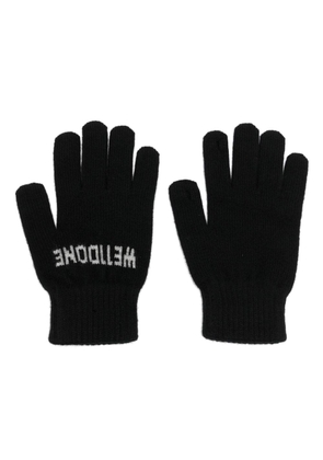 We11done intarsia knit-logo cashmere gloves - Black