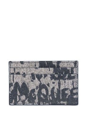 Alexander McQueen Graffiti denim-effect card holder - Blue