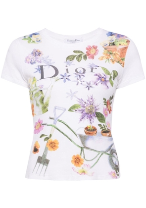Christian Dior Pre-Owned floral-print cotton T-shirt - White