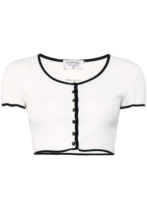 CHANEL Pre-Owned 1990s cropped cotton knitted top - White