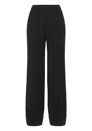 Philipp Plein monogram-pattern wide-leg trousers - Black