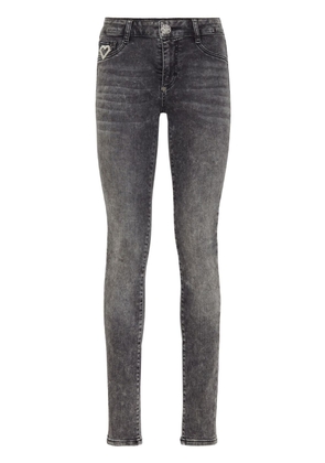 Philipp Plein heart-plaque skinny-cut jeans - Grey