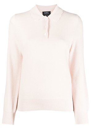 A.P.C. long-sleeved knitted polo shirt - Pink