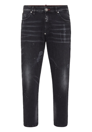 Philipp Plein distressed-effect straight-leg jeans - Black