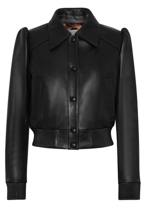 Philipp Plein logo-plaque leather bomber jacket - Black