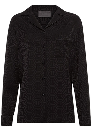 Philipp Plein monogram-pattern long-sleeve shirt - Black