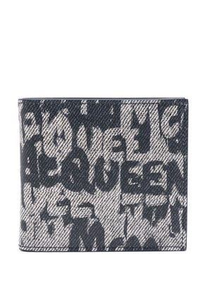 Alexander McQueen graffiti logo-print bi-fold wallet - Blue