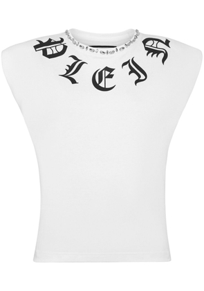 Philipp Plein Gothic Plein shoulder-pads tank top - White