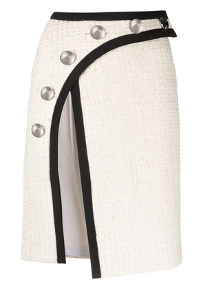 George Keburia tweed asymmetric midi skirt - White