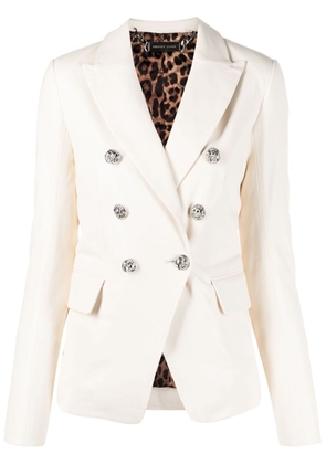 Philipp Plein double-breasted leather blazer - Neutrals