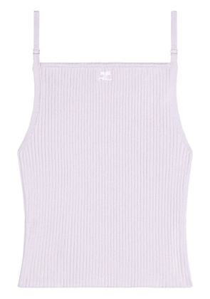Courrèges logo-embroidered ribbed tank top - Neutrals