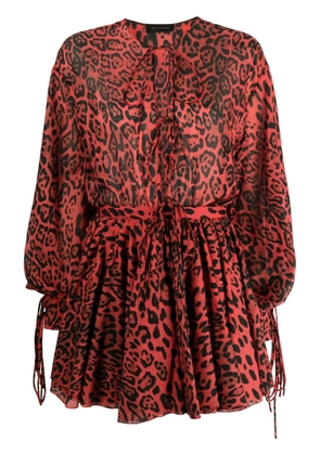 THE ANDAMANE Margot leopard-print minidress - Red