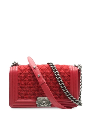 CHANEL Pre-Owned 2015-2016 medium Boy Chanel tweed shoulder bag - Red