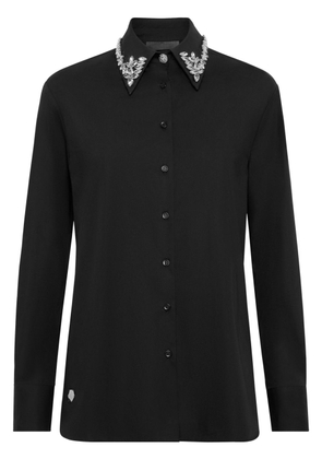 Philipp Plein crystal-embellished cotton shirt - Black