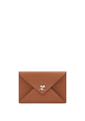 Courrèges logo-plaque leather cardholder - Brown