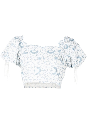 LoveShackFancy Melina broderie-anglaise crop top - White