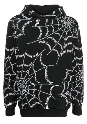 Palm Angels spider web print hoodie - Black