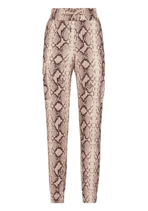 Philipp Plein snakeskin-print satin cargo trousers - Neutrals