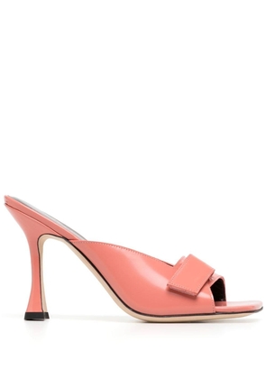BY FAR Olivia square-toe leather mules - Pink