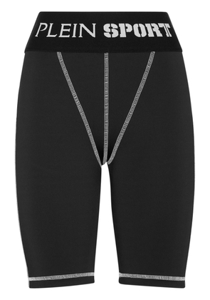 Plein Sport logo-waistband high-waisted shorts - Black