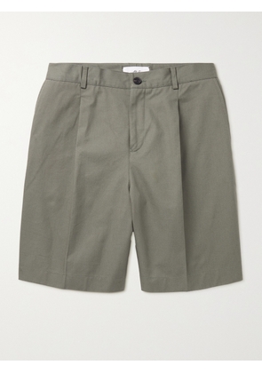 Mr P. - Pleated Cotton-Twill Shorts - Men - Green - UK/US 28