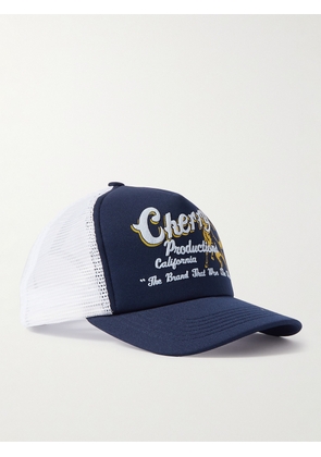 Cherry Los Angeles - Logo-Print Twill and Mesh Trucker Cap - Men - Blue