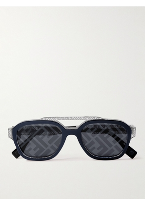 Fendi - Silver-Tone and Acetate D-Frame Sunglasses - Men - Blue