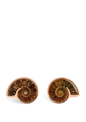 Tateossian Sterling Silver And Fossilised Ammonite Cufflinks
