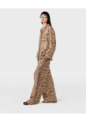 Stella McCartney - Tiger Print Wide-Sleeve Shirt, Woman, Natural tiger print, Size: 44